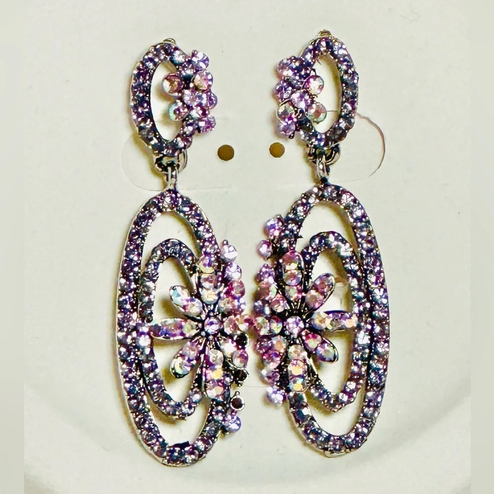 SP SOPHIA COLLECTION Purple and Silver Necklace Set pierced earrings new 2010